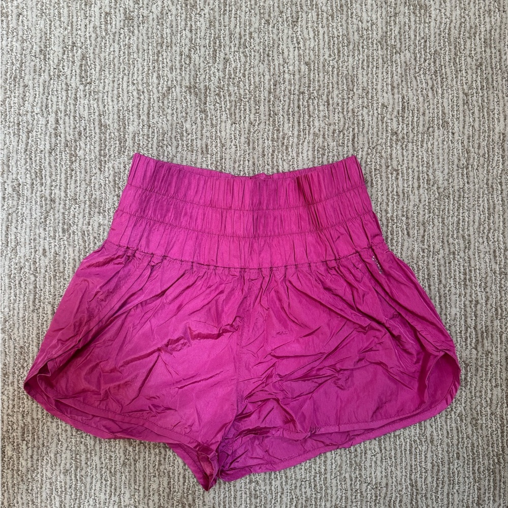 Free People Movement Puffy High Waisted Shorts Pink